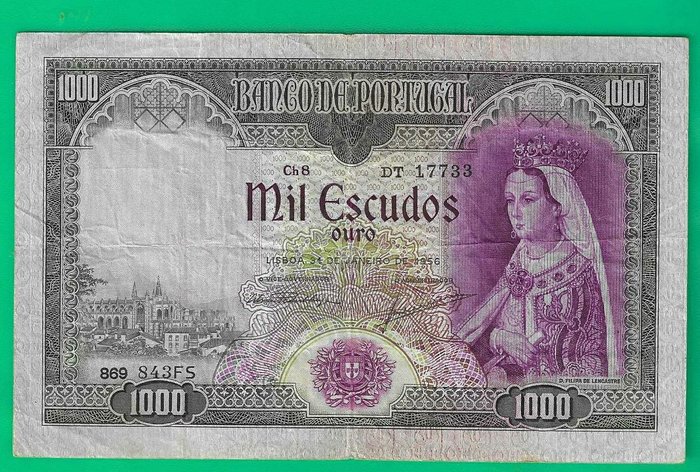 Portugal. - 1000 Escudos 1956 - Pick 161  (Ingen mindstepris)