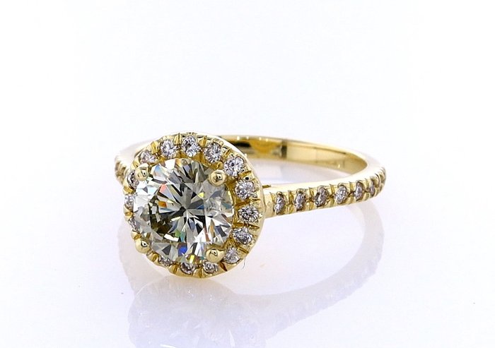 Ring - 14 karat Gulguld -  1.68ct. tw. Diamant (Naturfarvet) - Diamant