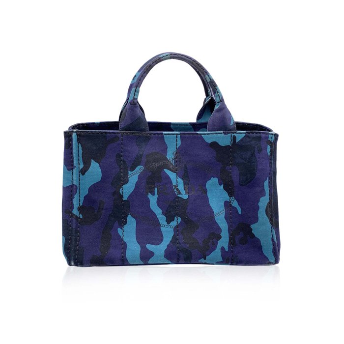 Prada - Blue Camouflage Canvas Canapa Logo - Mulepose