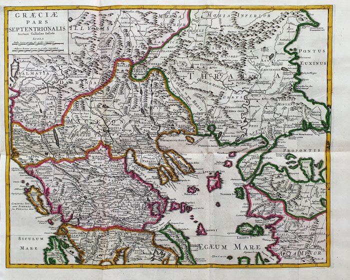 Europa - Grækenland, Balkan, Makedonien, Kosovo, Bulgarien, Rumænien; G. Delisle / I. Covens  C. Mortier - Graeciae Pars Septentrionalis - 1721-1750