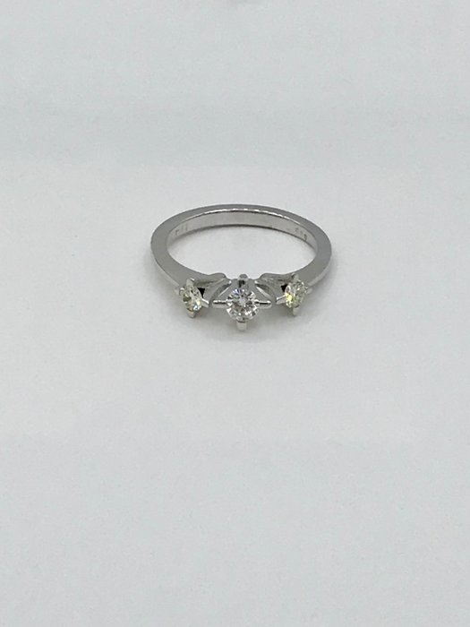 Forlovelsesring - 14 karat Hvidguld -  0.48ct. tw. Diamant (Natur)