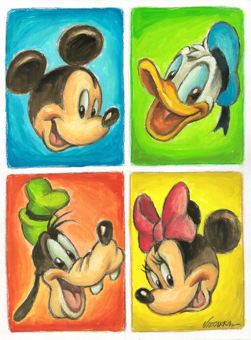 Joan Vizcarra - Donald, Mickey, Minnie, and Goofy: Tribute to Warhol - Original Painting - Hand-Signed