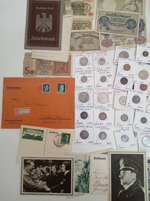 Tyskland. Collection of coins and banknotes 1852 - 1960s  (Ingen mindstepris)