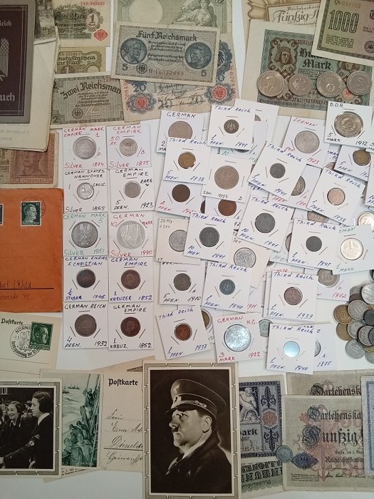 Tyskland. Collection of coins and banknotes 1852 - 1960s  (Ingen mindstepris)