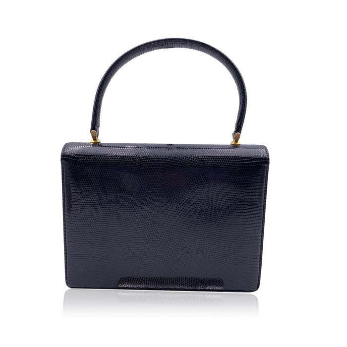 Gucci - Vintage Black Leather Lucite Detail Handbag Satchel - Håndtaske