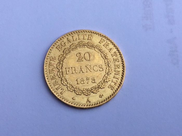 Frankrig. Third Republic (1870-1940). 20 Francs 1878-A Génie