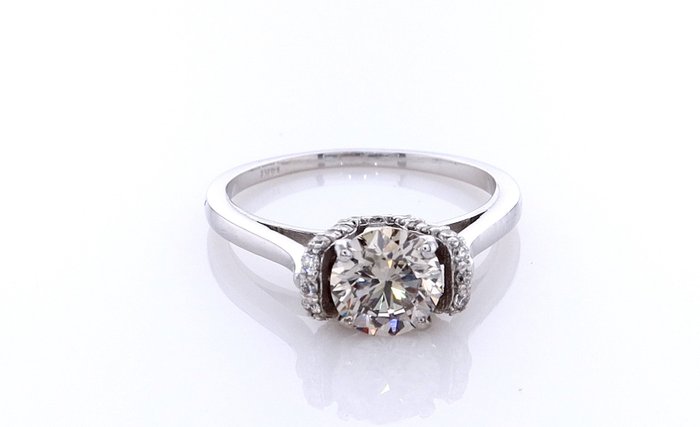 Ring - 14 karat Hvidguld -  1.29ct. tw. Diamant (Naturfarvet) - Diamant