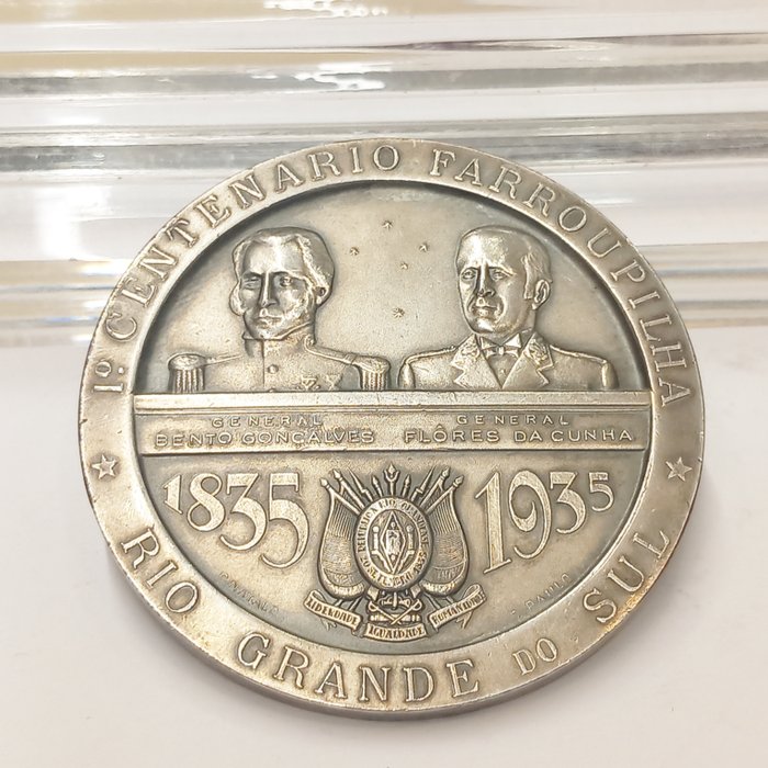 Brasilien versilberte Medaille  100 Jahre Revolution Rio Grande do Sul 1935