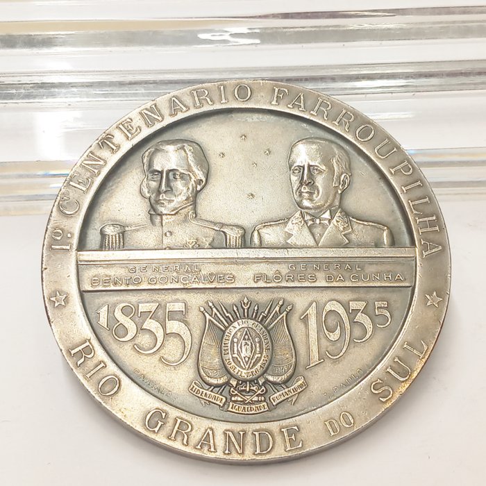 Brasilien versilberte Medaille  100 Jahre Revolution Rio Grande do Sul 1935