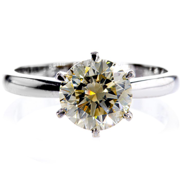 Ingen mindstepris - Forlovelsesring - 14 karat Hvidguld -  212ct tw Diamant (Naturfarvet)