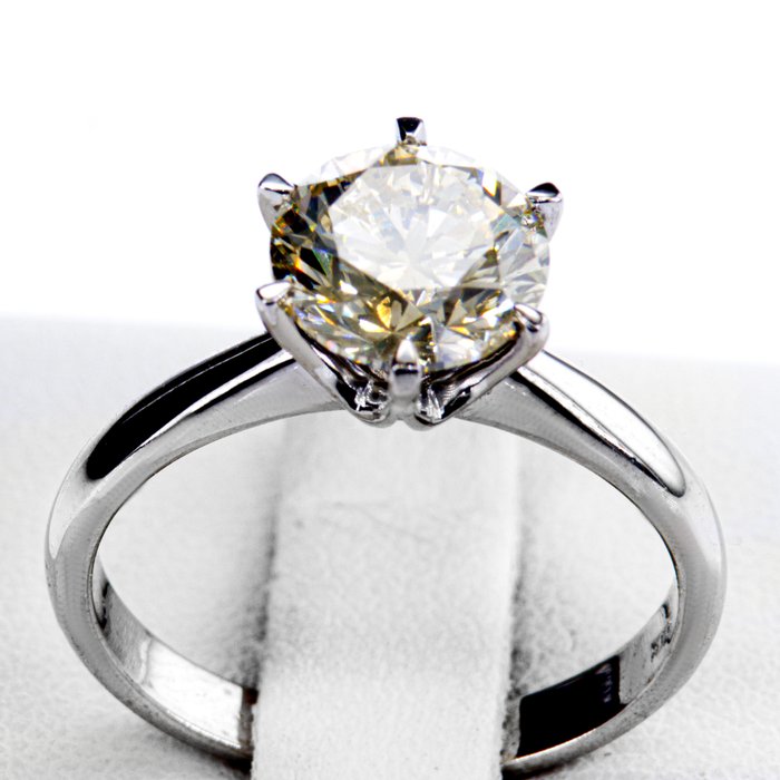 Ingen mindstepris - Forlovelsesring - 14 karat Hvidguld -  212ct tw Diamant (Naturfarvet)