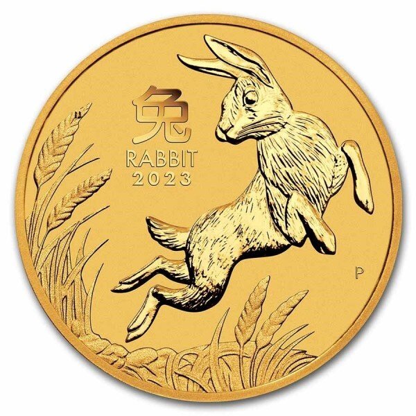 Australien. 2023 $50 1/2 oz Gold Lunar Year of the Rabbit Series III BU Coin (In Capsule)