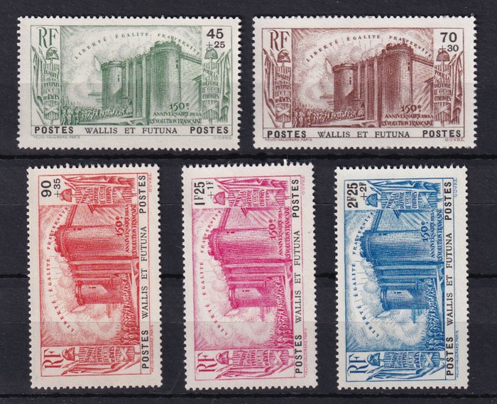 Wallis og Futuna 1939 - ny uden hængsel, komplet serie - Yvert n°72/76