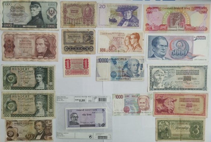 Verden - 18 banknotes - various dates  (Ingen mindstepris)