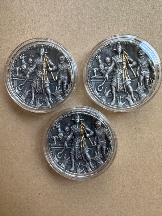 Niue 5 Dollars 2023 Freya Osiris Gods of Anger 3x2 Oz (999)