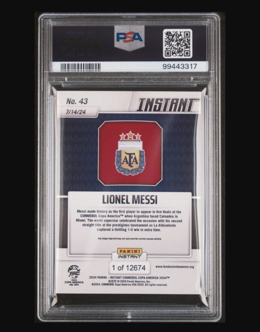 2024 Panini Instant Copa America - Lionel Messi #43 - Only Printed 12.674 PSA 9 - 1 Graded card