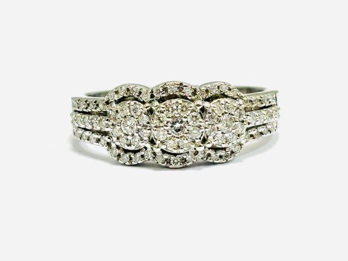 Ring - 18 kraat Hvidguld -  1.20ct. tw. Diamant (Natur)  - Fremstillet i Italien