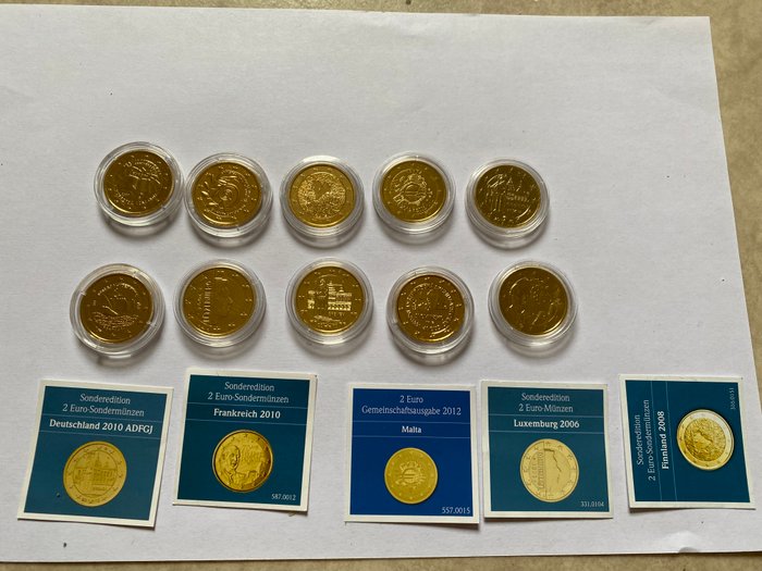 Europa. 2 Euro 2002/2012 (10 pieces plaquées)  (Ingen mindstepris)