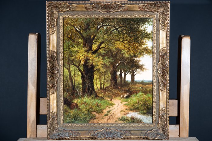 Hendrik Pieter Koekkoek (1843-1890) No Reserve - Bosrijk Landschap