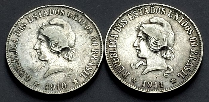 Brasilien. 2000 Reis 1910/1911 (2 moedas)  (Ingen mindstepris)