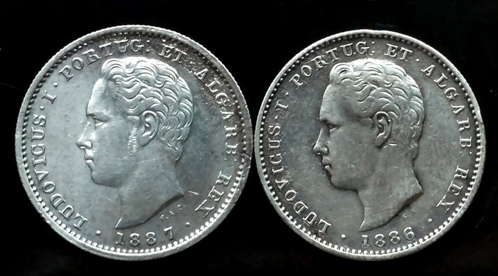 Portugal. 2 moedas 200 Réis - Luís I 1886-1887  (Ingen mindstepris)