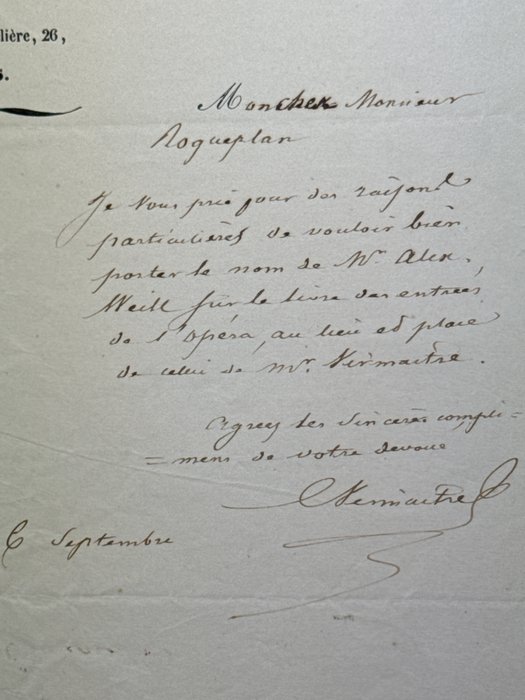 Charles Virmaître (1835-1903)historien, lexicographe et journaliste français. - 4 Lettres autographe signé aux l'Opera/Paris sur papier du Journale "Le Corsaire" - 1850