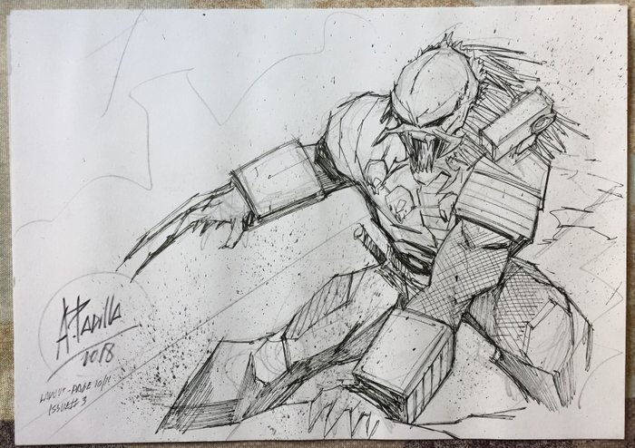 Agustín Padilla - 1 Original preliminary drawing - Predator - Predator Hunters II - 2018