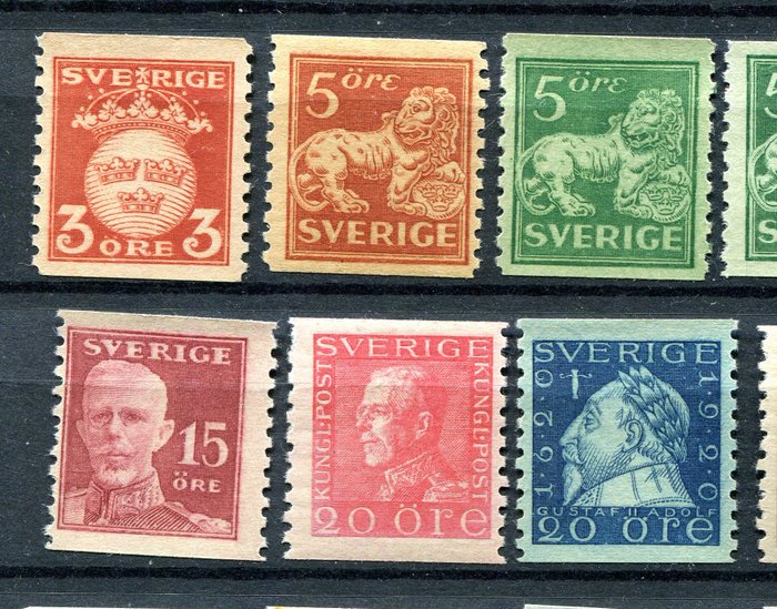 Sverige 1920/1924 - Udvalg semi-klassikere med farvevarianter - Between Yvert 122 and 147