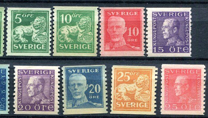 Sverige 1920/1924 - Udvalg semi-klassikere med farvevarianter - Between Yvert 122 and 147