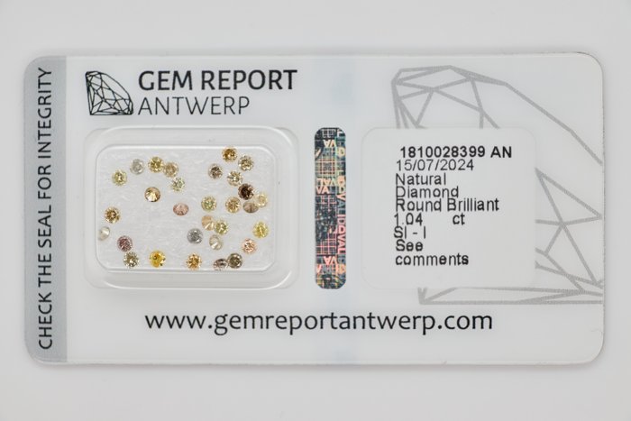 Ingen mindstepris - 30 pcs Diamant  (Naturfarvet)  - 104 ct - Rund Blandede farver - I3 SI1 - Gem Report Antwerp (GRA)