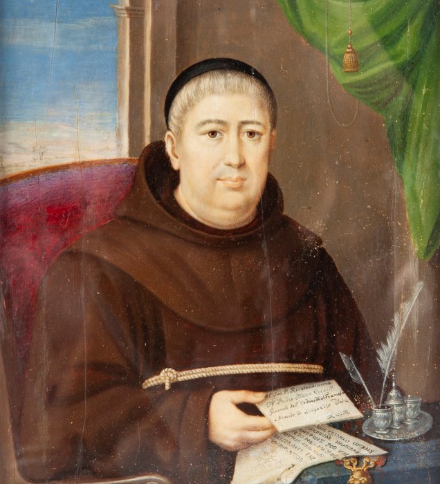 Italiensk skole (XIX) - Protrait of the Spanish Ambassador of Franciscan Friar