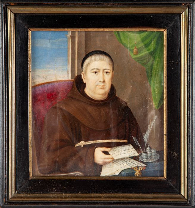 Italiensk skole (XIX) - Protrait of the Spanish Ambassador of Franciscan Friar