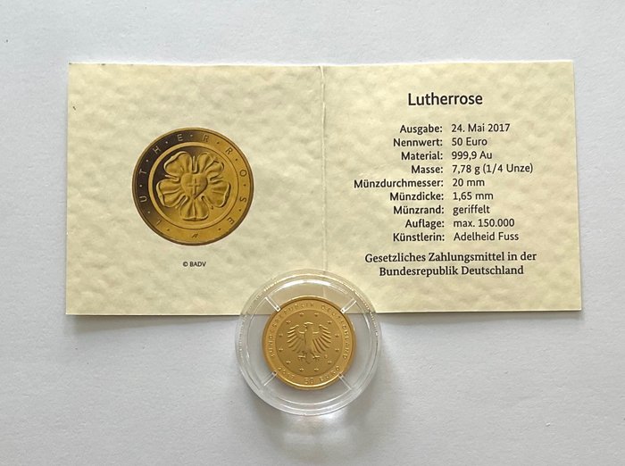 Tyskland. 50 Euro 2017 G "Lutherrose"