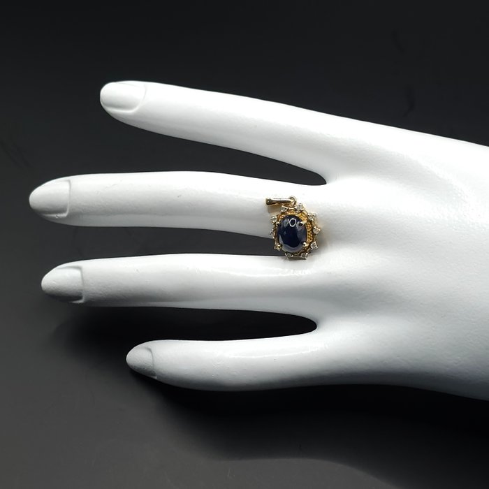 Ingen mindstepris - Vedhæng - 9 kt. Gulguld -  3.10ct. tw. Safir - Diamant - Bryllup Brude Drop