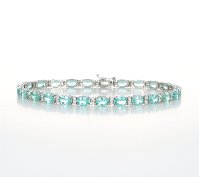 Ingen mindstepris - Armbånd - 18 kraat Hvidguld -  12.50ct. tw. Apatit - Diamant