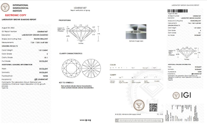 Ingen mindstepris - Øreringe - 14 karat Gulguld -  3.06ct. tw. Diamant (Laboratoriedyrket) - E VS1 IGI-certificeret