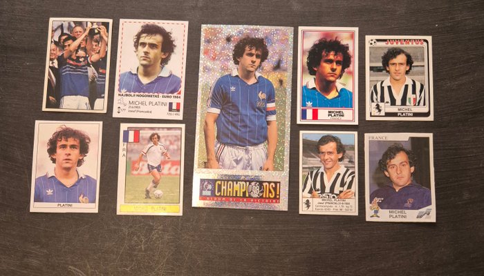 Panini - Michel Platini - 9 stickers/cards - Mixed collection