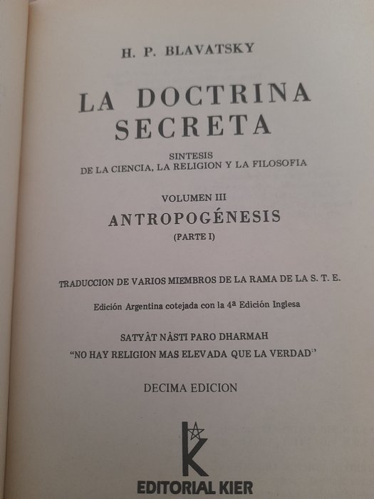 H.P. Blavatsky - La Doctrina Secreta Antropogenesisi - 1989