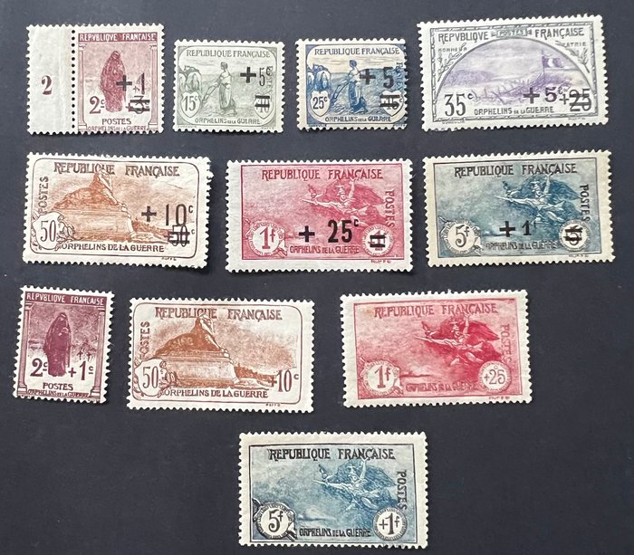 Frankrig 1922/1927 - Frankrig krigsforældreløse koster €450 - Yvert Tellier 162-169 / 229-232