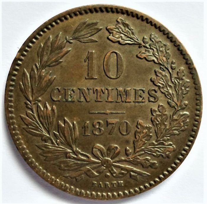 Luxembourg. 10 Centimes 1870 met en zonder dot boven BARTH - KONINKRIJK DER NEDERLANDEN - Willem III 1849–1890  (Ingen mindstepris)