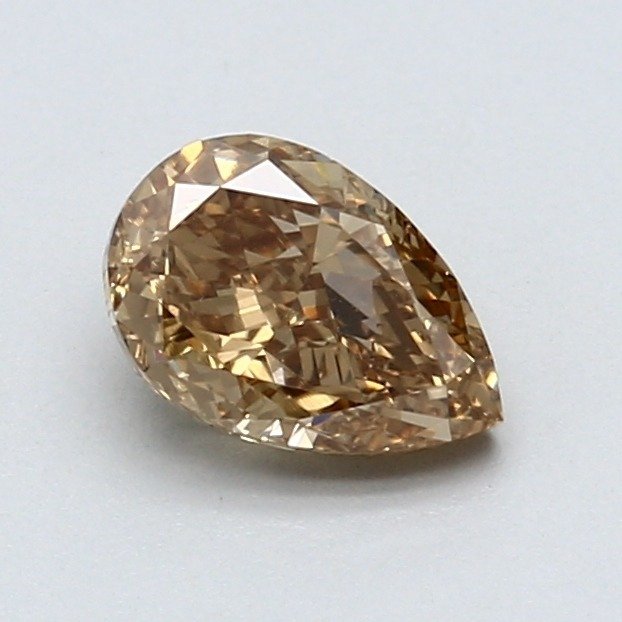 1 pcs Diamant  (Naturfarvet)  - 1.01 ct - Pære - Fancy Brun Gul - VVS2 - Gemological Institute of America (GIA)