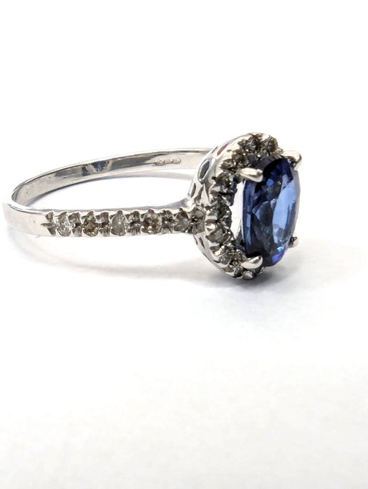 Ingen mindstepris - Ring - 18 kraat Hvidguld -  130ct tw Safir - Diamant