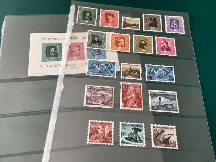 Liechtenstein 1949/1950 - To komplette bind med blok - Michel 267/288 en blok 5