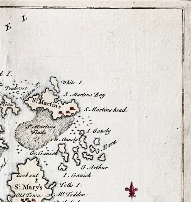 Storbritannien - Scillyøerne; Th. Kitchin / R. Baldwin - Islands of Scilly / Bearing W. from ye Land / end, distance 30 miles. - 1781-1800