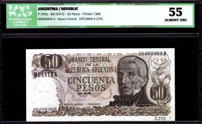 Argentina. - 50 Pesos - ND (1972) - Specimen - Pick 290s