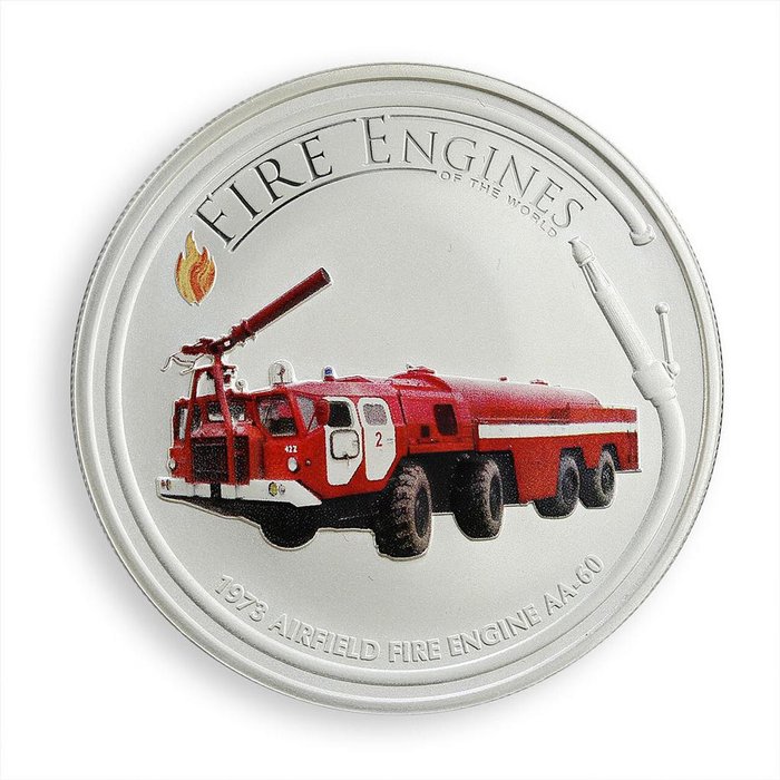 Cook-øerne. 1 Dollar 2006 Fire Engines - Cars Airfield Fire AA 60, 1 Oz (.999)  (Ingen mindstepris)