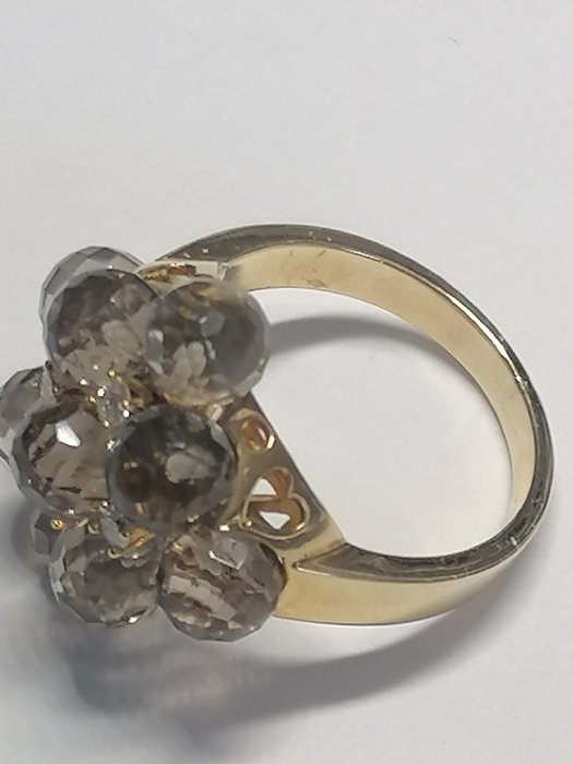 Ring - 18 kraat Gulguld -  5.11ct. tw. Kvarts - Diamant