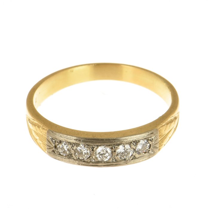 Ring - 18 kraat Gulguld, Hvidguld Diamant (Natur)