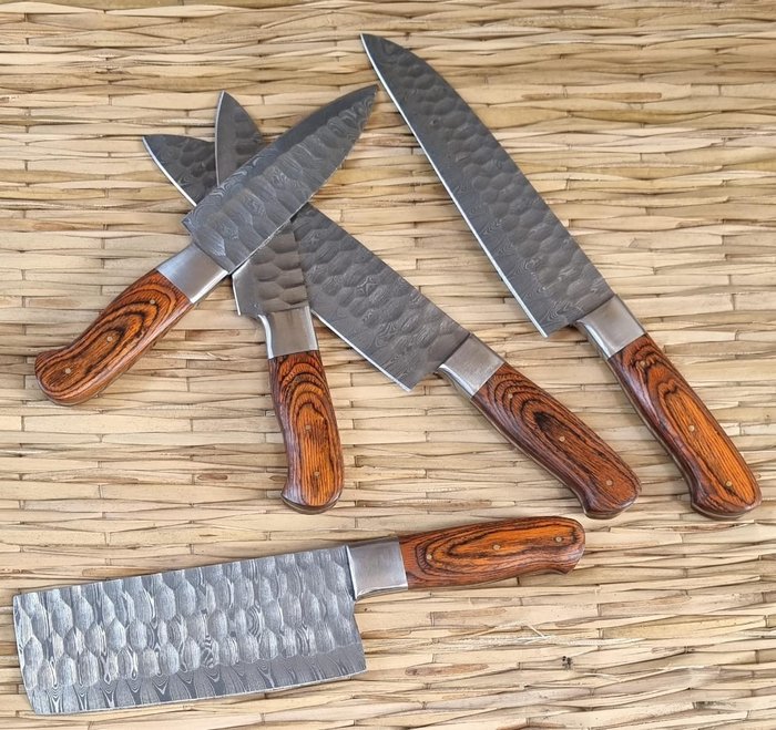 Køkkenkniv - Chef's knife - Smedet stål, Pakka træ - Nordamerika