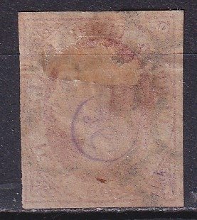 Spanien 1851 - Isabel II 5 reales Pink - Mærket Llach - Edifil 9